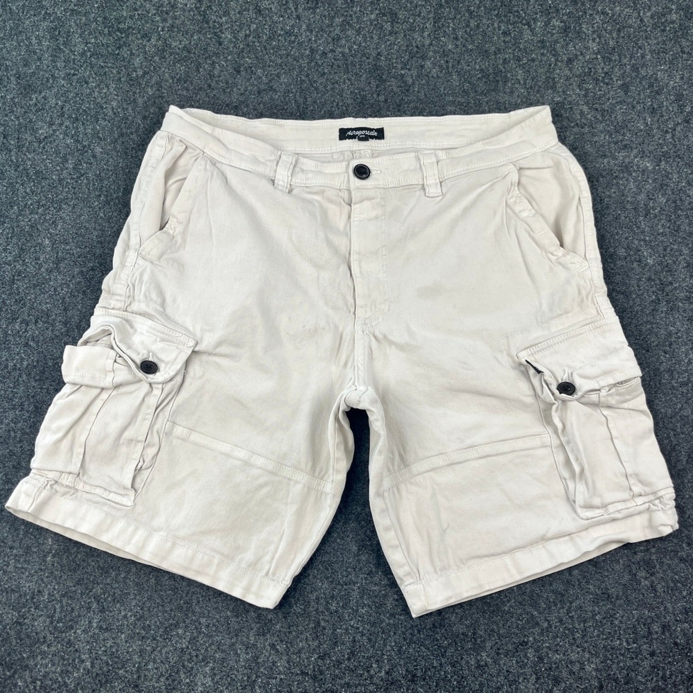 Y2K Aeropostale Cargo Shorts Mens 36 Khaki Tan Utility Cotton Stretch